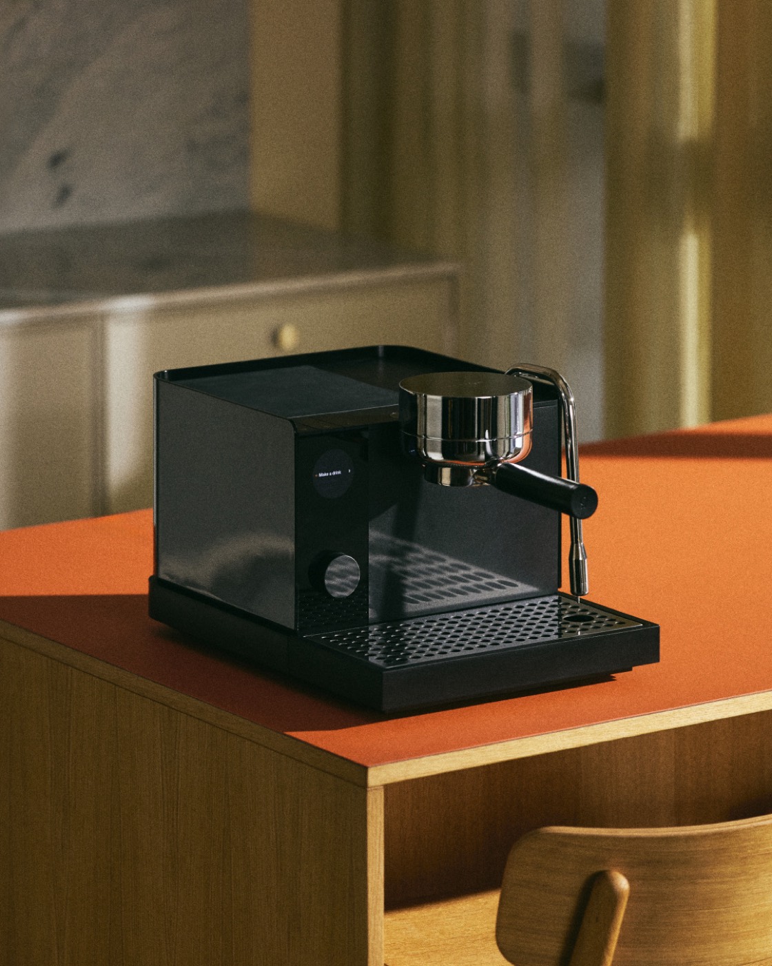 Fellow Espresso Series 1 on a Coffeehaus-orange counter